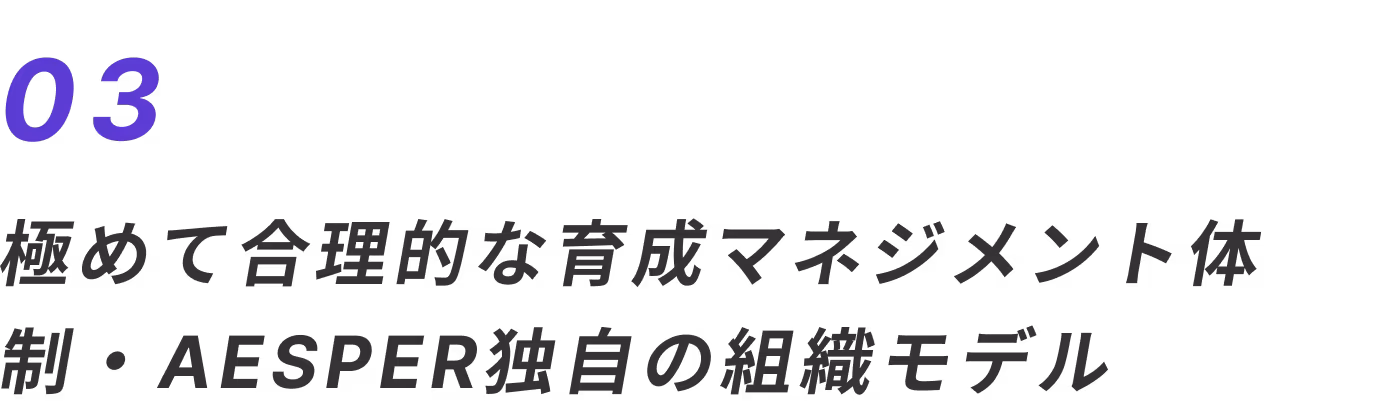 03 極めて合理的な育成マネジメント体制・AESPER独自の組織モデル